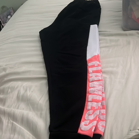 Ladies sweat pants, black pink and white with mesh legs, no draw string, 3x - Picture 2 of 2